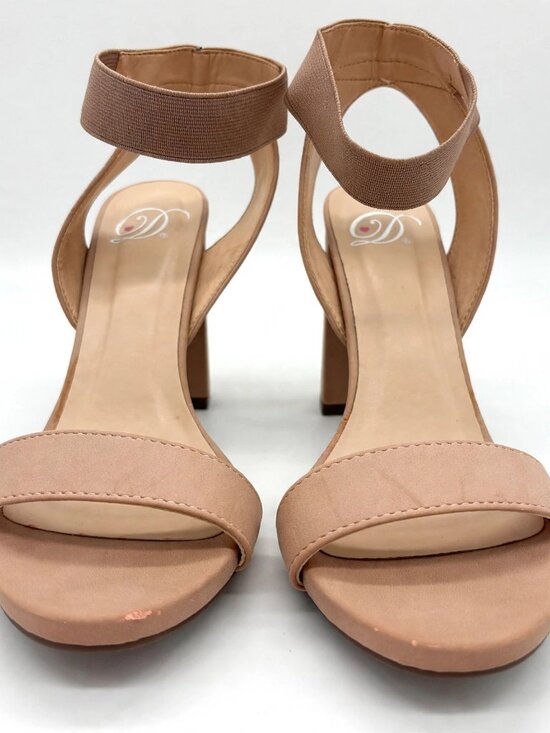 Delicious Shoes - Delicious Nude Block Heel Sandals 7